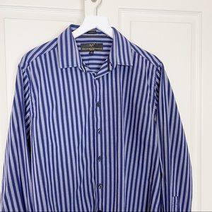 Versace Striped Modern Fit Purple Dress Shirt